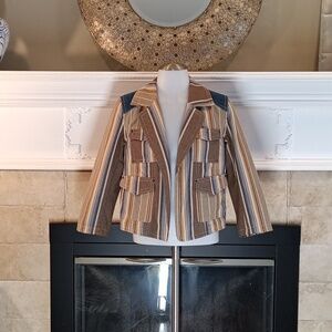 Cropped Boho blazer crafted from heavy cotton canvas and denim by Retro Nouveau